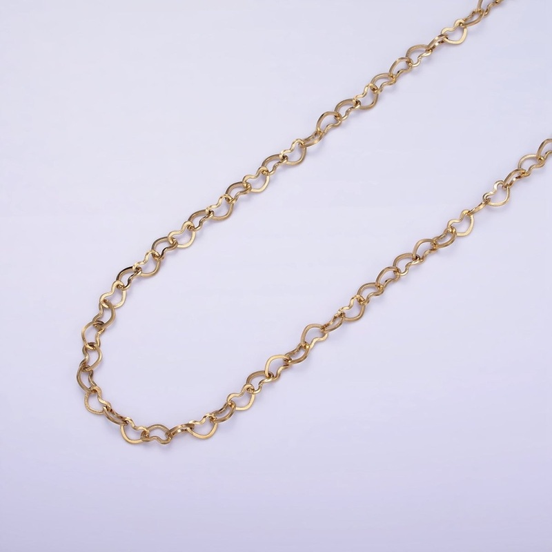 Dainty Gold Stainless Steel Heart Chain by Yard Soldered Closed 3mm links | ROLL-1474