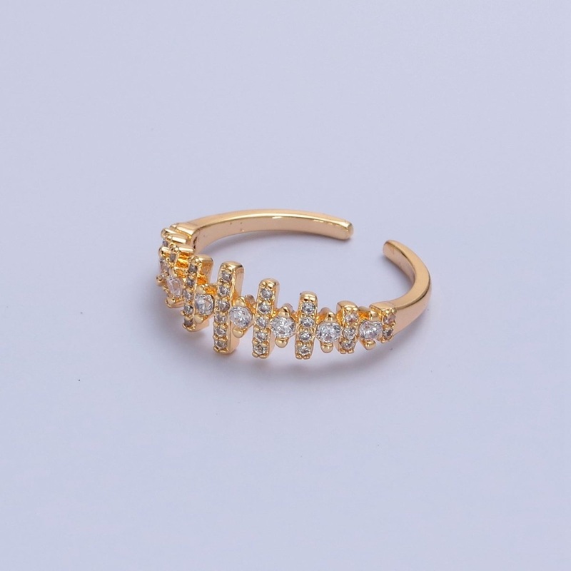 Gold Pave Section ring Simple geometric fence ring Adjustable ring O-2239