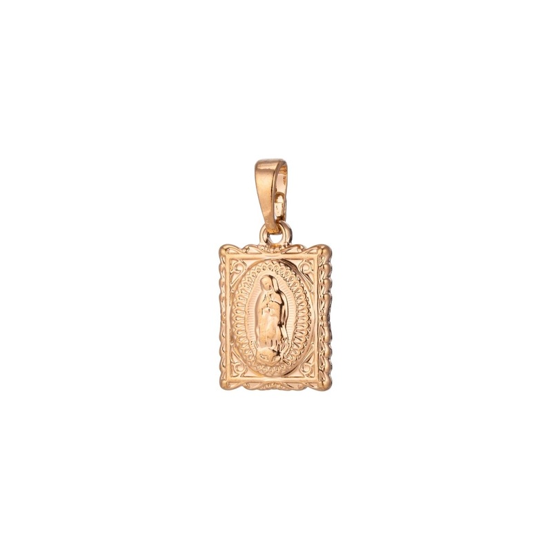 Rectangular Virgin Mary Charm, 18K Gold Filled Pendant Dainty Rose Gold Virgin Mary Frame Geometric Pendant Charm for Jewelry Making H-644