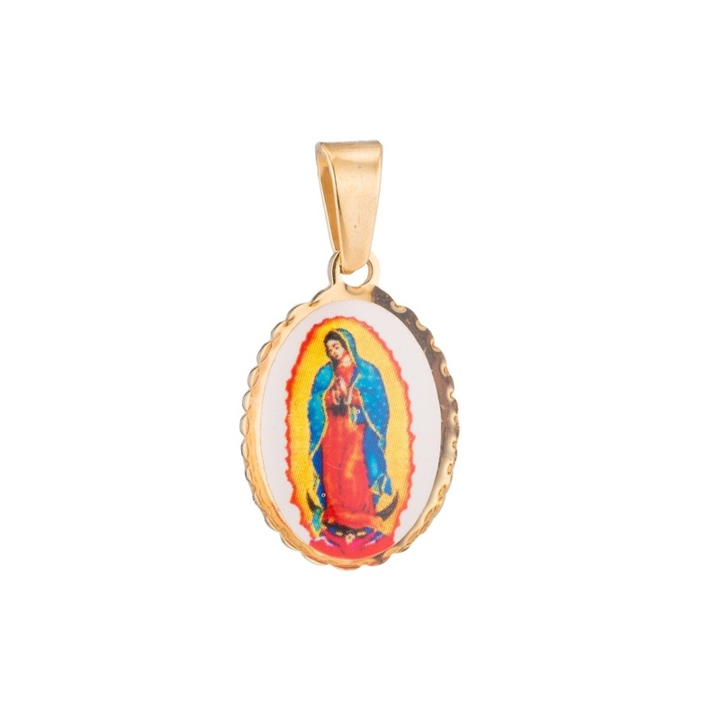 Stainless Steel Holy Mother Virgin Mary Pray for Us Praying Novena Bracelet Necklace Pendant Charm Bead Bails Finding for Jewelry Making J-487