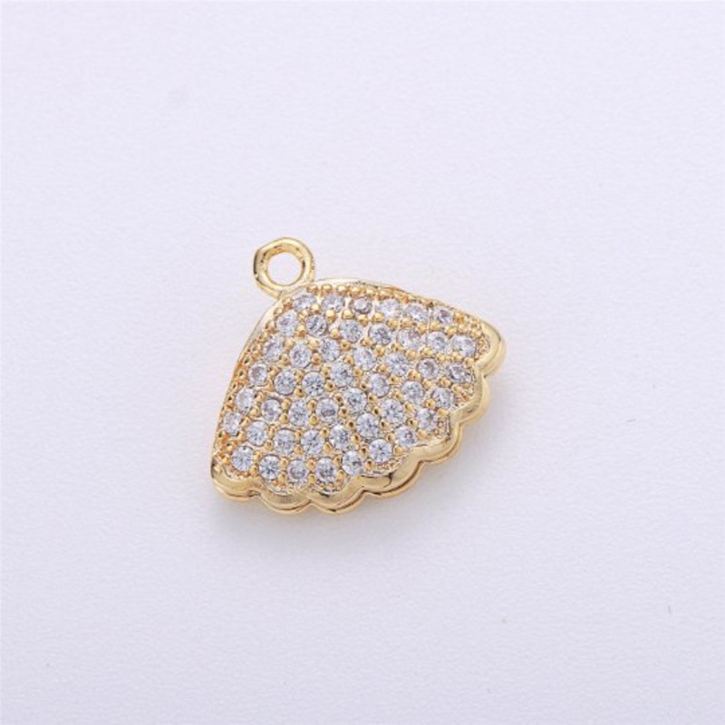 14k Gold Filled Charm Clam Shell, 15mm, Micro Pave Shell Charm Open Clam Shell PendantC-472