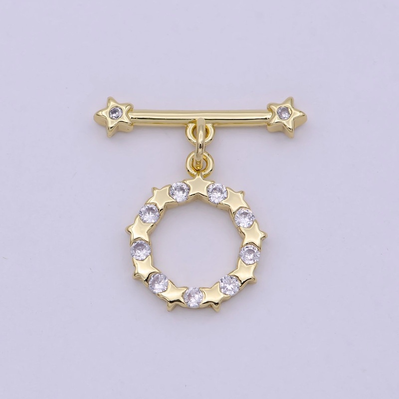 14K Gold Filled OT Toggle Clasps Star CZ Clasps Connectors for Jewelry Handmade Making Bracelet Necklace L-630