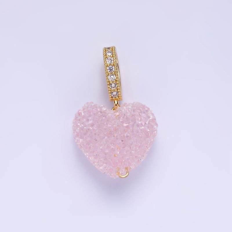 14K Gold Filled Pink Heart Jelly Sugar Pendant | AA1311