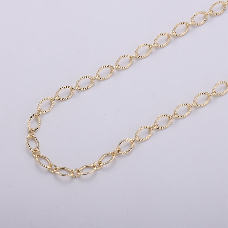 16K Gold Filled Oval Unique Rolo Chain by Yard, Wholesale bulk Roll Chain for Jewelry Making, Width 4.2mm | ROLL-262
