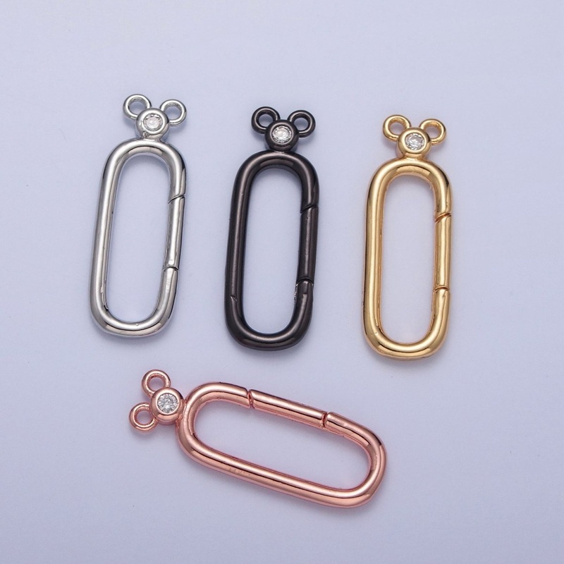 24K Gold Filled Jewelry Closure, Rectangle Toggle Clasps with Cubic Zirconia L-782~L-785 Gold