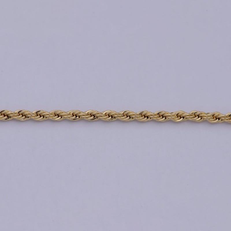 24K Gold Filled Rope Chain by Yard, Gold Twisted Chain by Yard, Wholesale Roll Chain for Jewelry Making 2.2mm Thickness | ROLL-587 Clearance Pricing