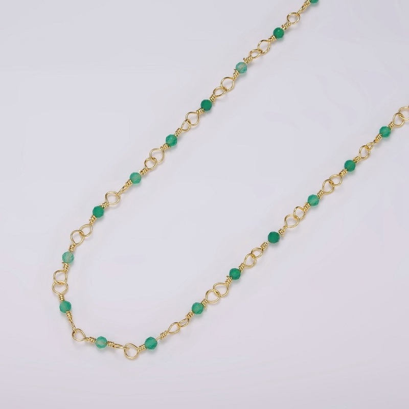 Dainty Gold Beaded Chain for Jewelry Making Gold Satellite Crystal Bead Chain by Yard | ROLL-1389