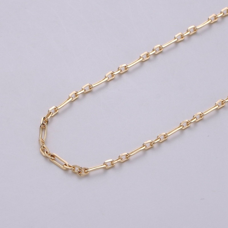 Paper Clip Chain With Dainty Rolo Figaro long and short fancy Chain Necklace, 6.5mm By Yard, 16K Gold Filled, Nickel Free Unfinished Chain | ROLL-249