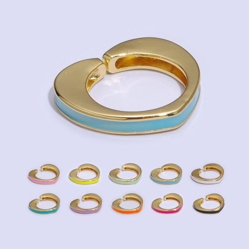 Unique Heart Shaped Open Ring Enamel Colorful Band S-258 ~ S-267 Yellow