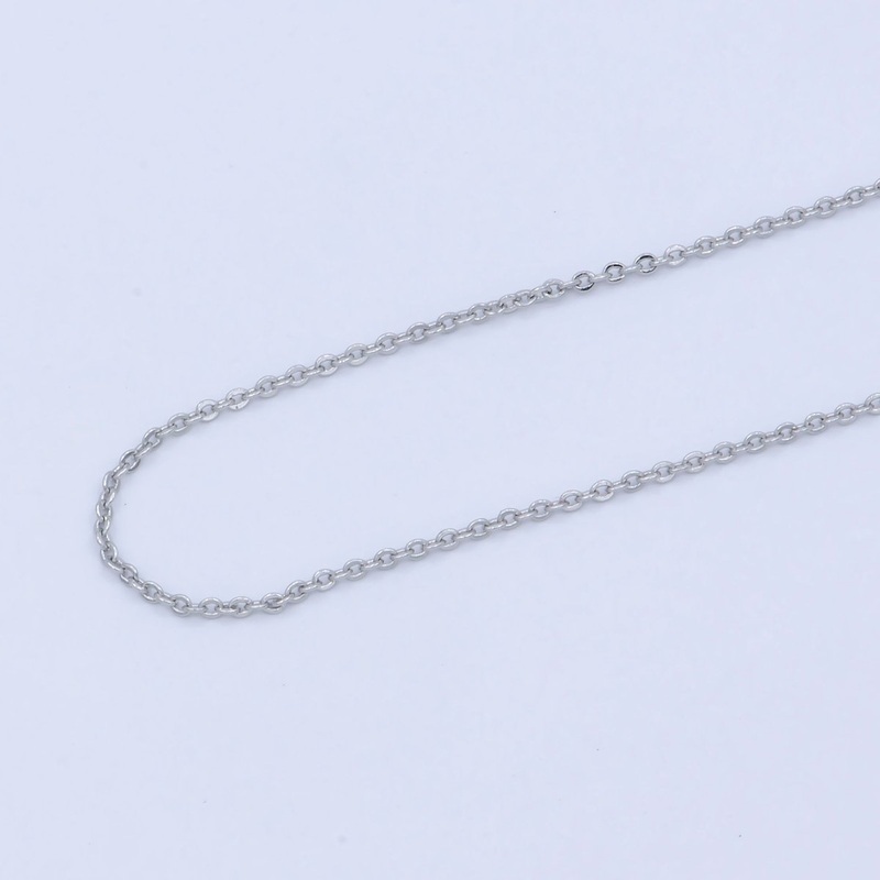 White Gold Filled 0.8mm Dainty Rolo Cable 16 Inch Choker Necklace w. Extender | WA-239 Clearance Pricing