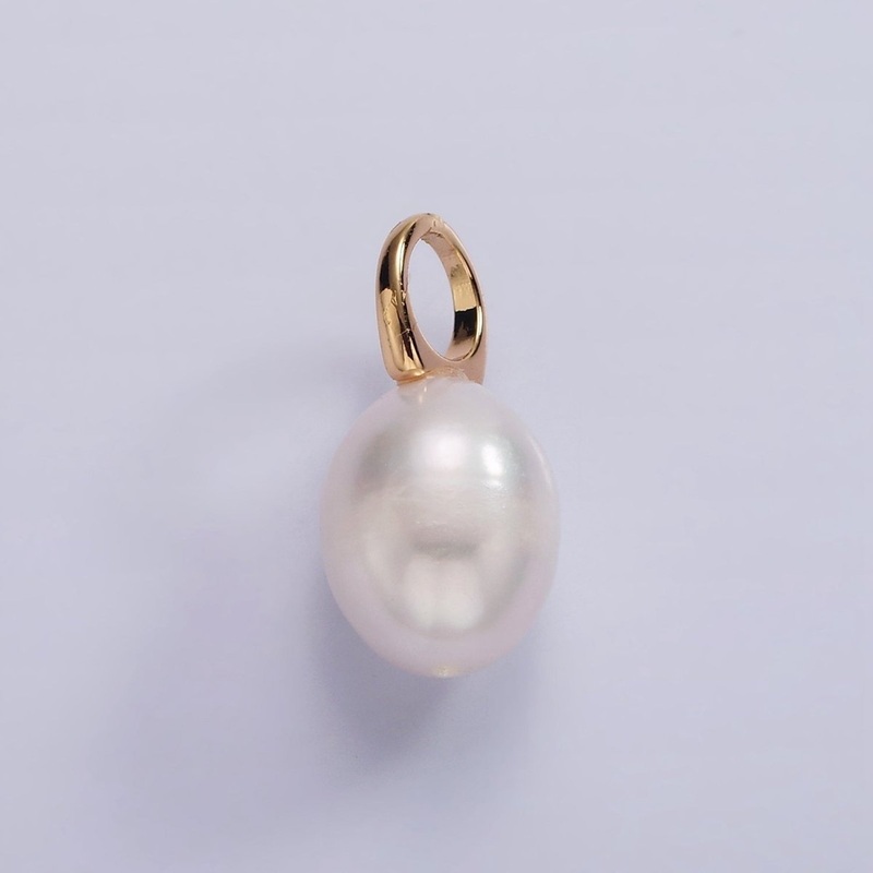 14K Gold Filled 18+mm Freshwater Pearl Button Drop Personalized Earring Charm | P-1627