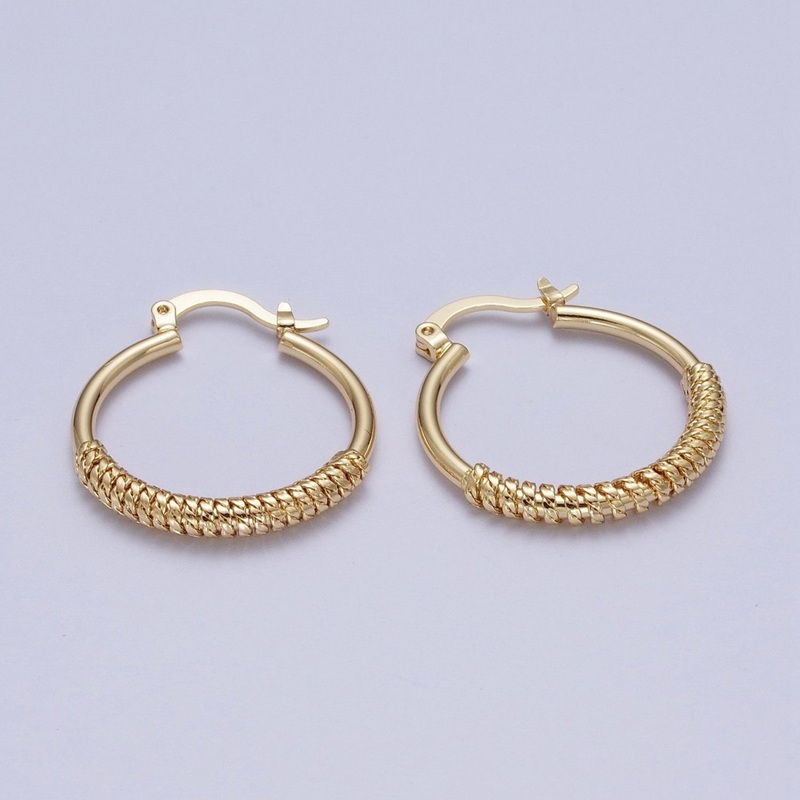 14K Gold Filled 25mm Multiple Curb Latch Hoop Earrings | AE1017