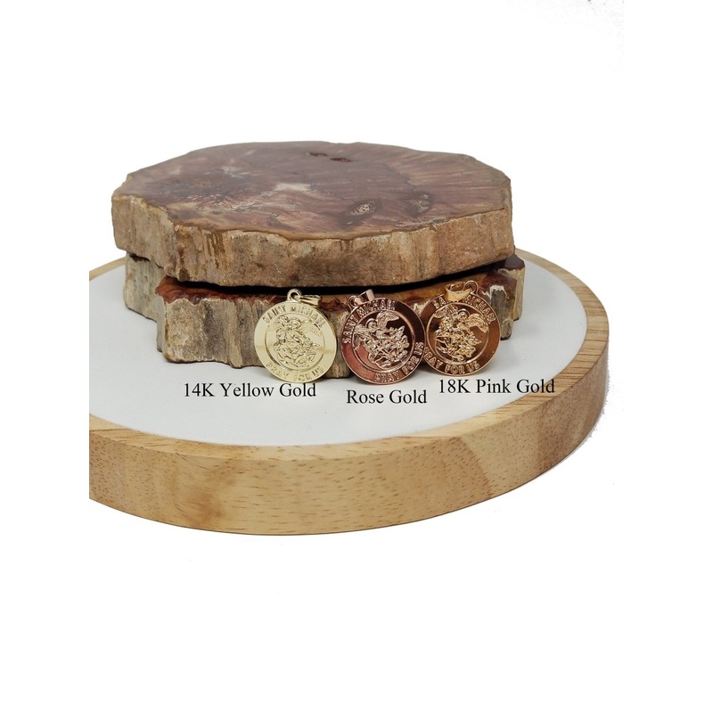 14K Gold Filled Dainty Saint Michael Round Coin Medallion Pendant Charm in Religious Catholic Charms Layer necklace H-211 14K GOLD