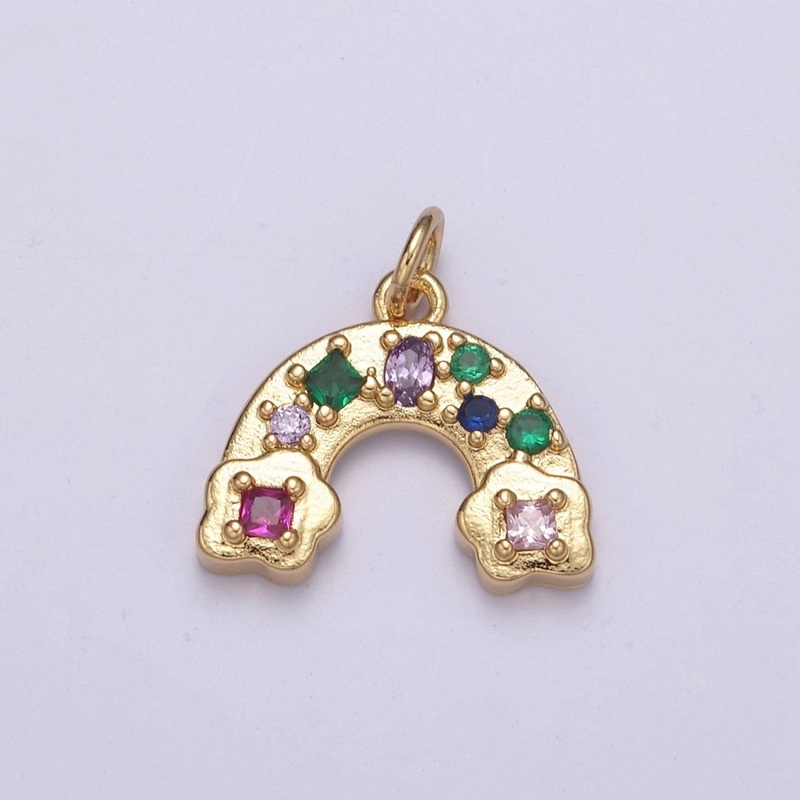 14K Gold Filled Multicolor CZ Rainbow Weather Add in Charm N-249