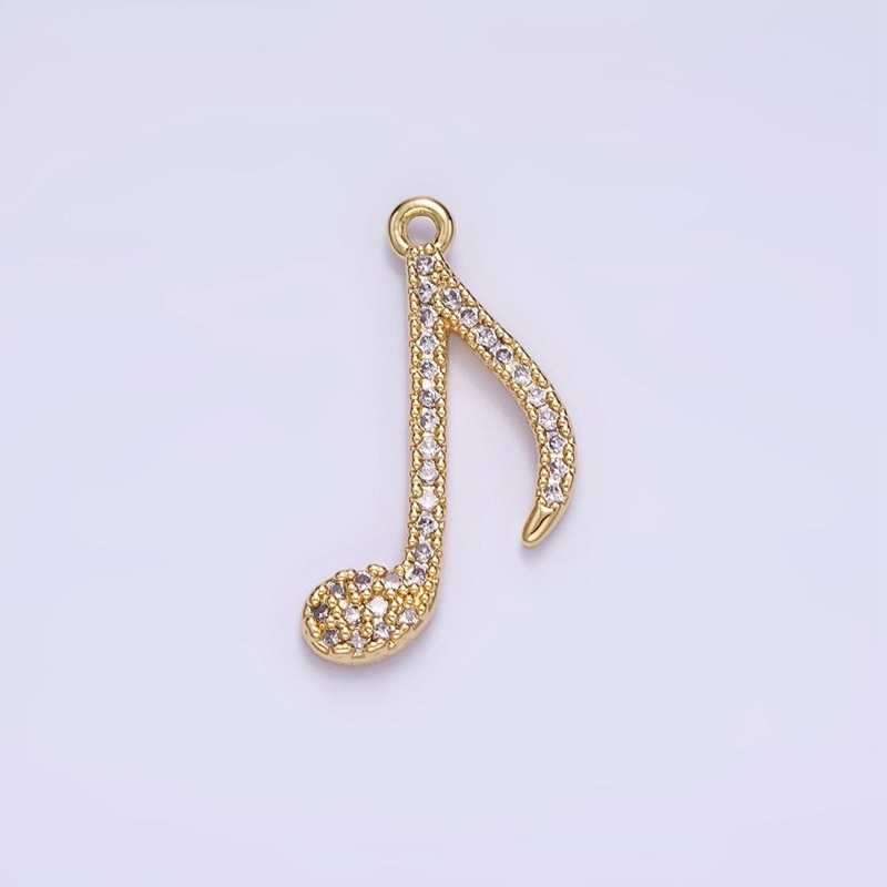 14K Gold Filled Music Eight Note Micro Paved CZ Charm | AG704