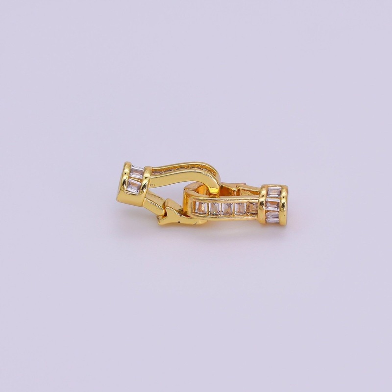24K Gold Filled Baguette CZ Snap Hook Closure Enhancer Finding Set | Z1270