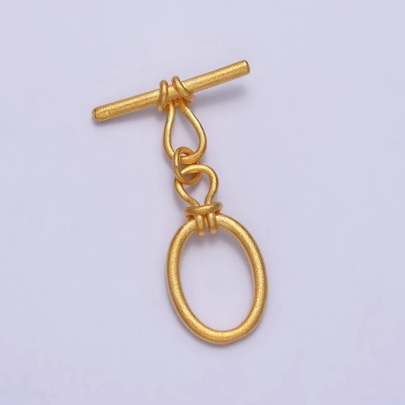 24K Gold Filled Oval Tie Knot Matte Gold Toggle Clasps Closure Supply | Z-090