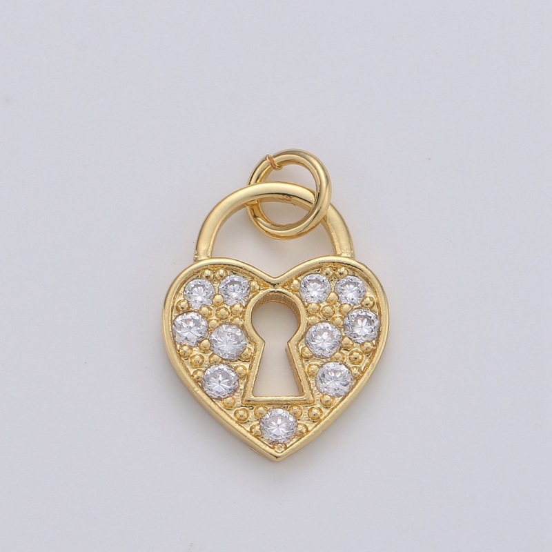 Padlock cubic with Heart Pendant, Lock charms, Jewelry making Bracelet Earring necklace supplies in 14k gold Filled D-198