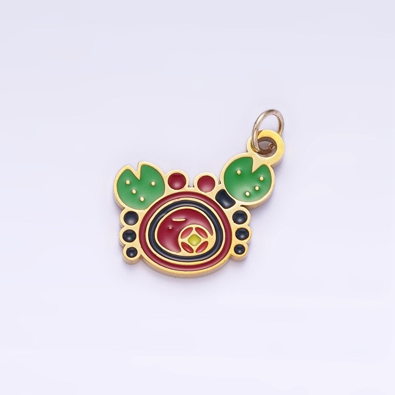Stainless Steel Crab Charm Enamel Beach Animal Pendant | P993