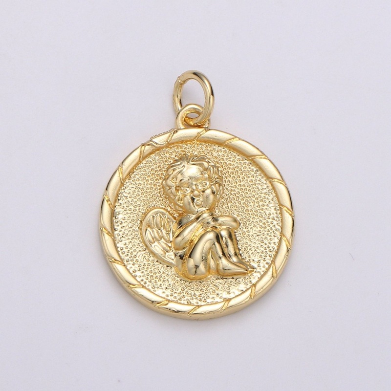 14K Gold Filled Cherub pendant – Little Angel- Necklace Charm – Coin Disc Charm- gift for Daughter- Jewelry Findings – Charm For Necklace D-718