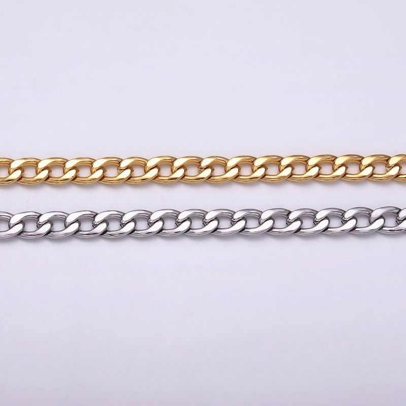 24K Gold Filled Curb Chain 5 mm Dainty Miami Cuban Curb Unfinished Chain by Yard | ROLL-1293 ROLL-1294 Clearance Pricing Gold