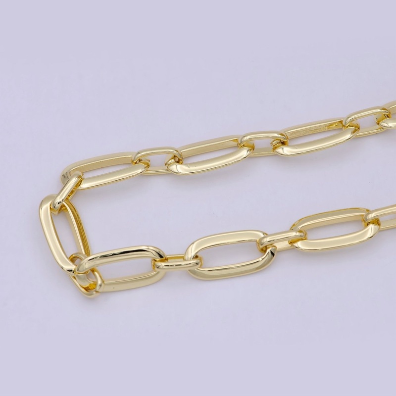 24K Gold Filled Statement Oval PaperClip Cable Chain By yard For Jewelry Making | ROLL-697 Clearance Pricing