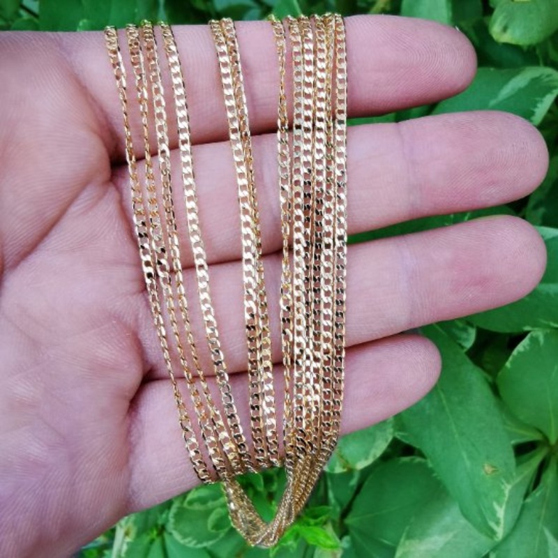 24K Gold Plated Curb Chain – 19.7″ Width 2mm Jewelry Findings For Jewelry Making Supply Finished Chain for Necklace | CN-821  Clearance Pricing