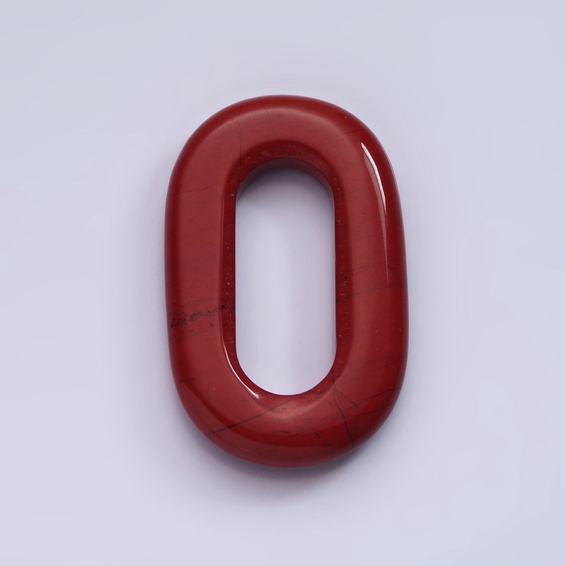 40mm Red Jasper Natural Gemstone Open Oblong Rectangular Jewelry Findings | Z-547