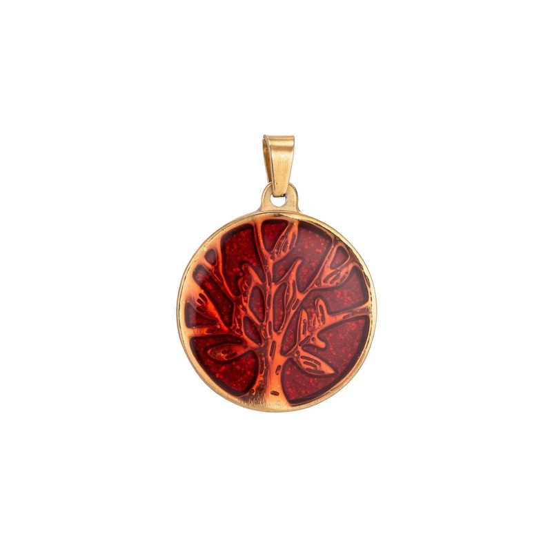 Gold filled Rustic Red Tree of Life Pendant Coin Medallion Charm with Bails for Layer necklace Earring Bracelet Jewelry Making Supply J-417