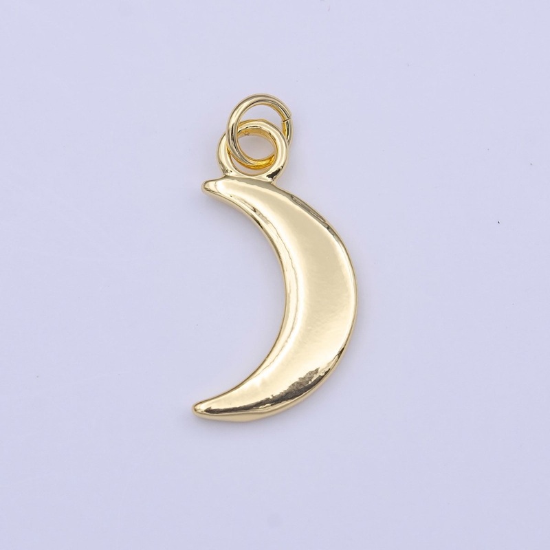 Minimalist Gold Crescent Moon Celestial 23mm Charm | C-448