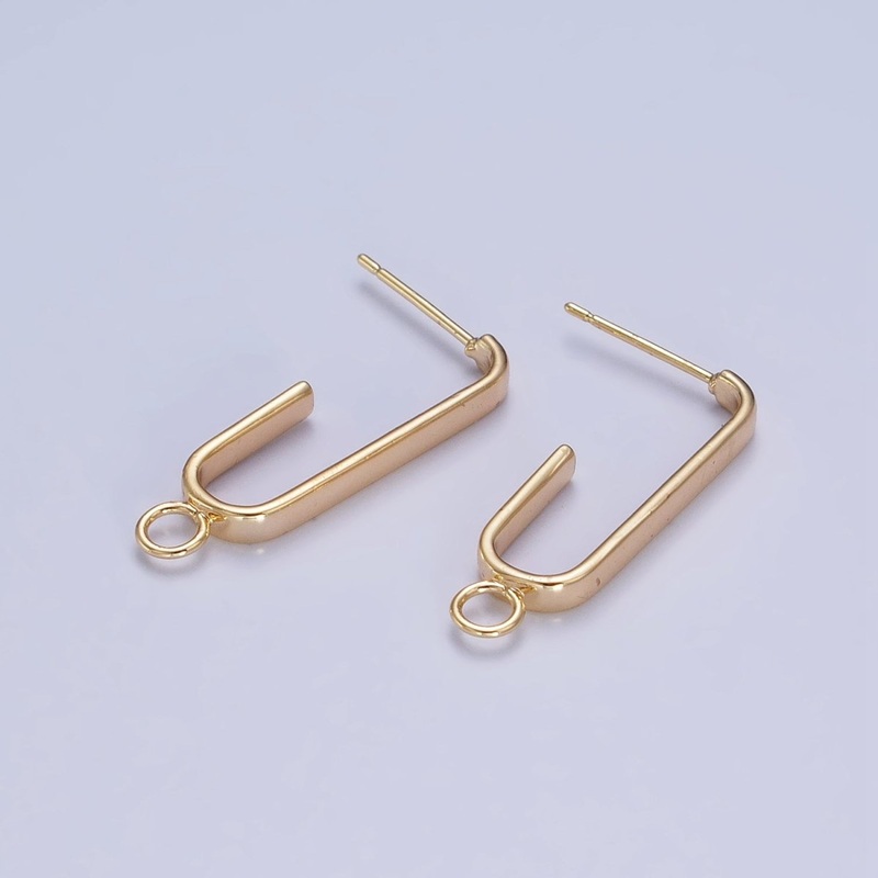 Minimalist Gold Thin J-Shaped Round Loop Hoops Earrings Supply | Z-109