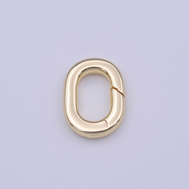 OS Mini Minimalist Gold Rectangular Oval Oblong Push Spring Gate Ring Jewelry Supply | K-234