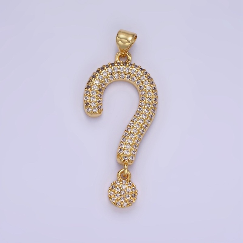 14K Gold Filled Micro Paved CZ Question Mark “?” Pendant | AA1145