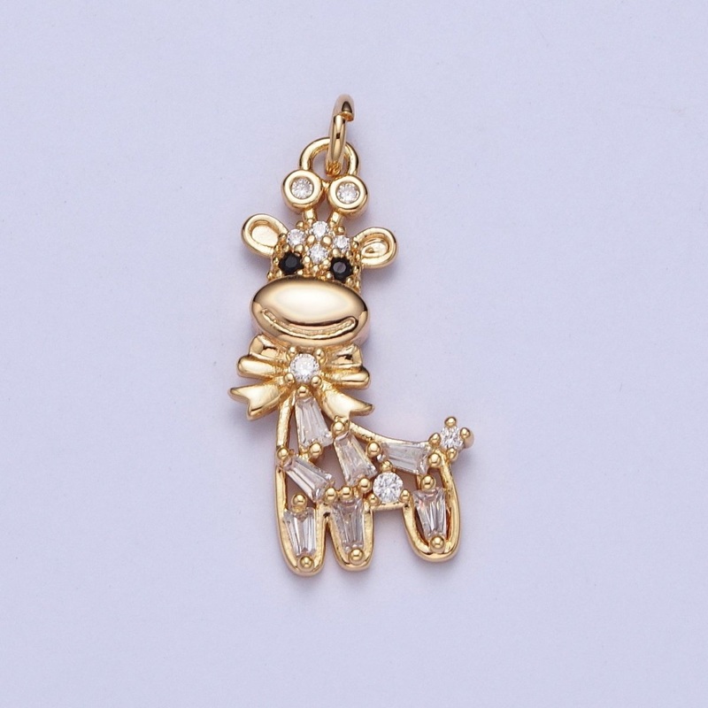 16K Gold Filled Bow Tied Donkey Baguette CZ Animal Charm  AG-090