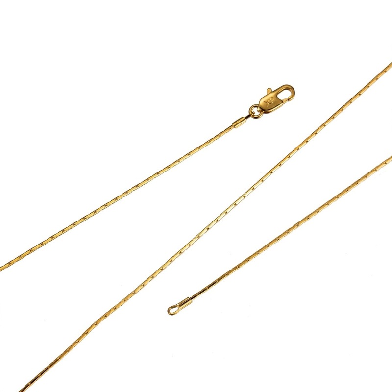 23.5 inch Boston Chain Necklace, 24K Gold Plated Designed Finished Chain For Jewelry Necklace Making, Dainty 1mm Designed Necklace w/ Lobster Clasps | CN-400  Clearance Pricing