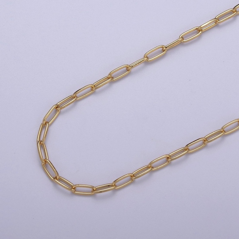 Dainty 24K Gold Filled PaperClip Chain, 6X2.7mm Paperclip Unfinished Chain For Jewelry Making Supply Component | ROLL-652