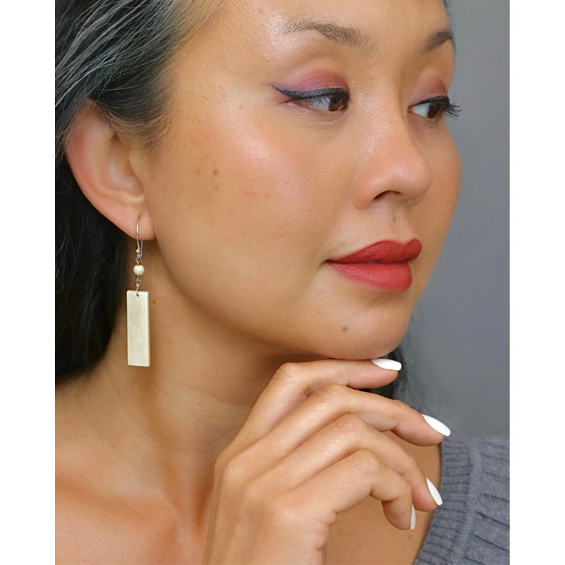 Rectangle & Bead Earrings