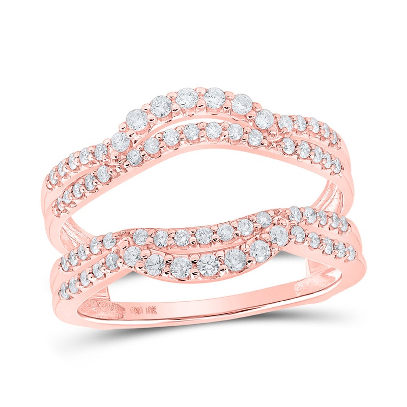 10kt Rose Gold Womens Round Diamond Wrap Enhancer Wedding Band 1/2 Cttw