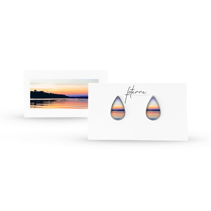 Sunset Over the Lake Teardrop Post Earrings