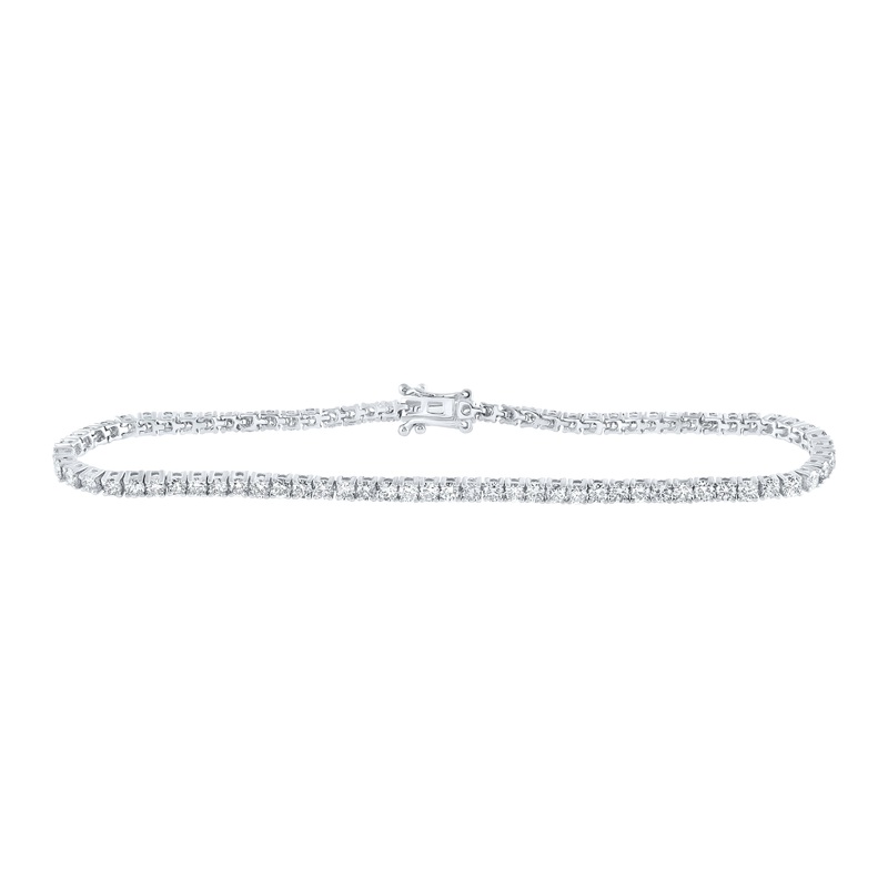 14kt White Gold Womens Round Diamond Single Row Tennis Bracelet 3-3/8 Cttw