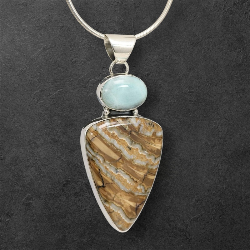 Mammoth Tooth & Larimar Pendant