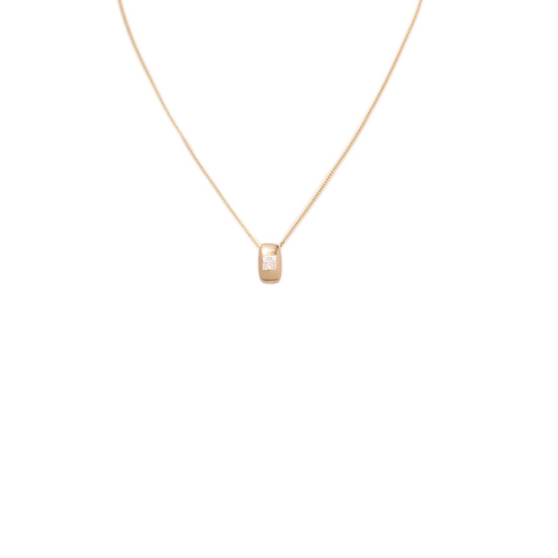Princess Cut Heart Slide : Fine Sleek Curb Chain