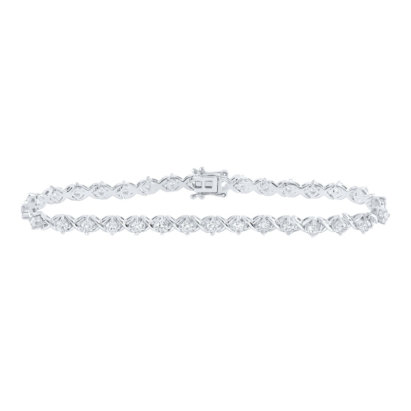 14kt White Gold Womens Round Diamond Fashion Bracelet 2-5/8 Cttw