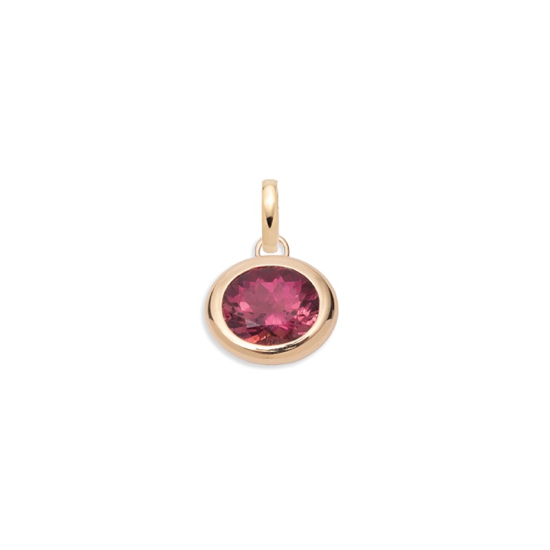 6.19ct Oval Cut One-of-a-Kind Pink Tourmaline Gemstone Cache Link Pendant : in Yellow Gold with an Annex Link