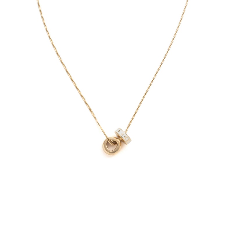 Tenet Heart Beat Diamond Cut Curb Necklace : in Yellow Gold with Ceramic