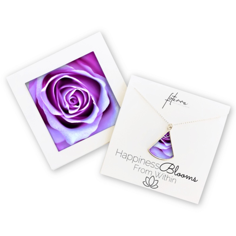 Purple Rose Fan Necklace