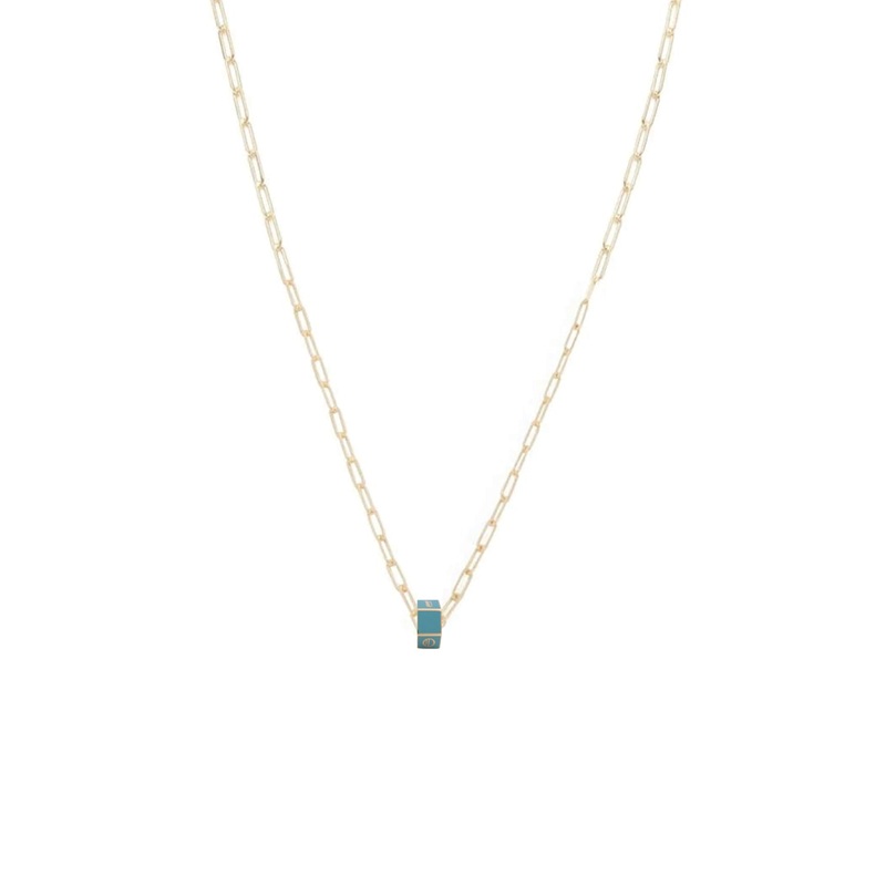 Small Custom Faceted Heart Beat : Super Fine Clip Necklace Aqua