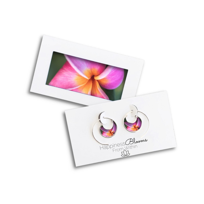 Pink Plumeria Mini Hoop Earrings