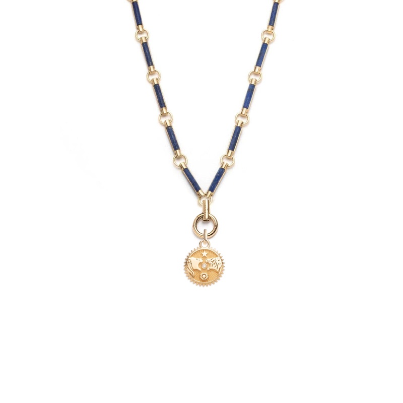 Solar & Lunar – Strength : Lapis Lazuli Hanging Clockweight Chain Necklace