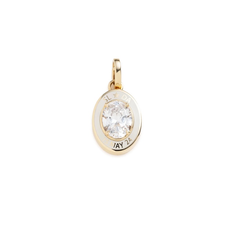 True Love Cigar Band Pendant : in Yellow Gold and Cream Ceramic with Diamond